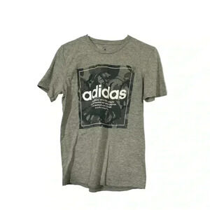 Adidas Shirt Men's Small Gray Amplifier Tee Logo Graphic Crew Neck Short Sleeve